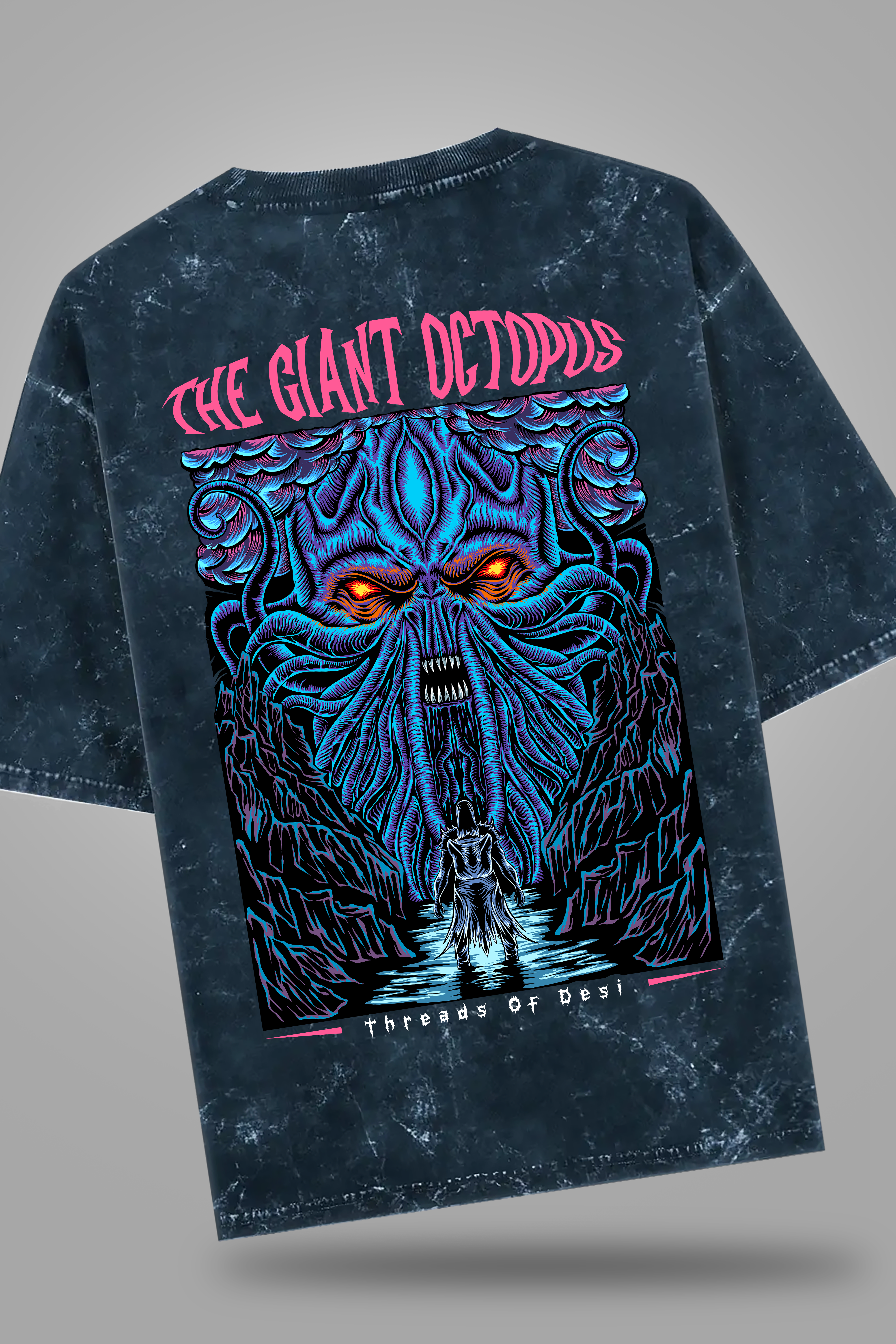 Giant Octopus Acid Washed Oversized Tee