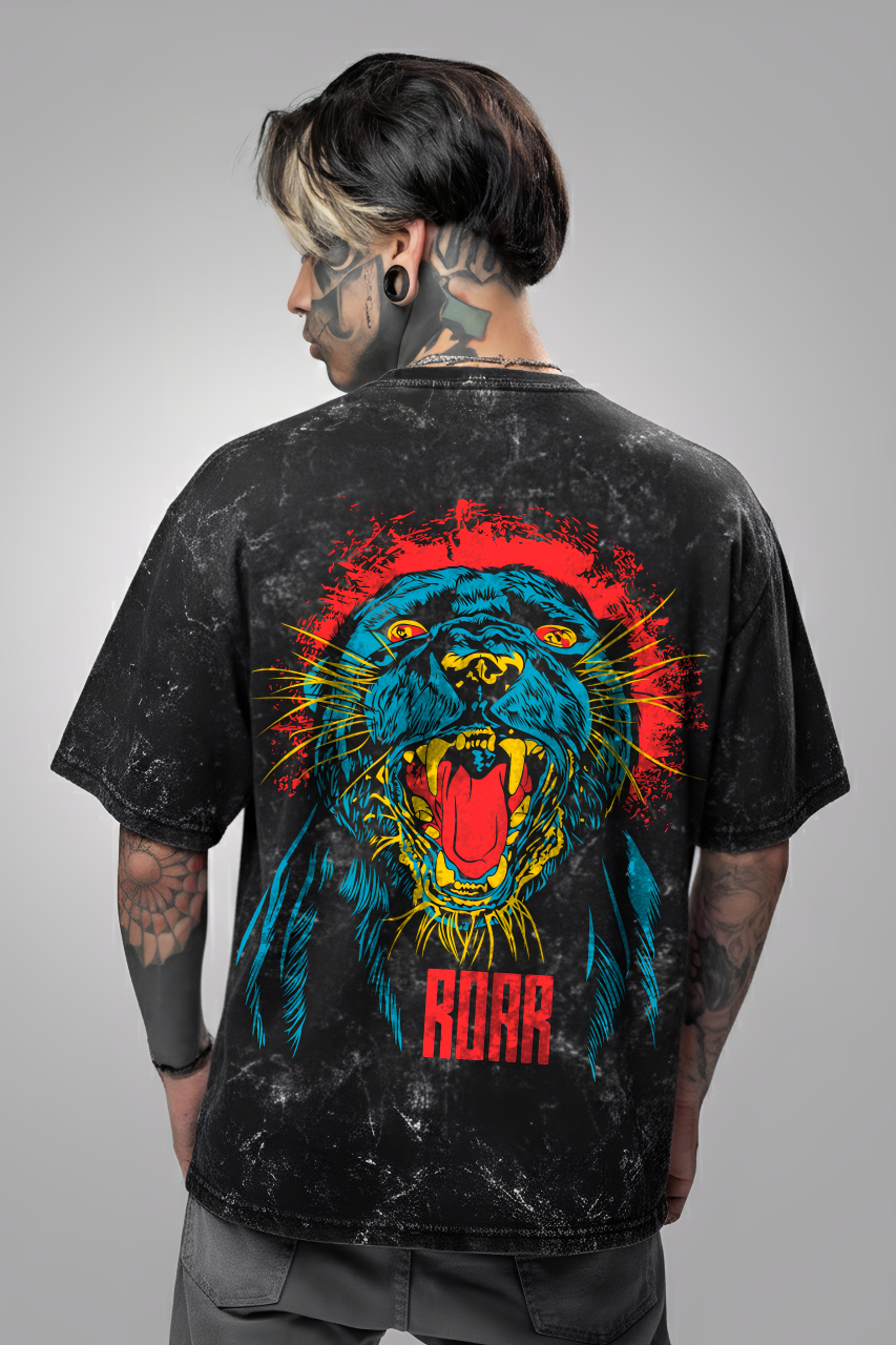 Roar Acid Washed Oversized Tee